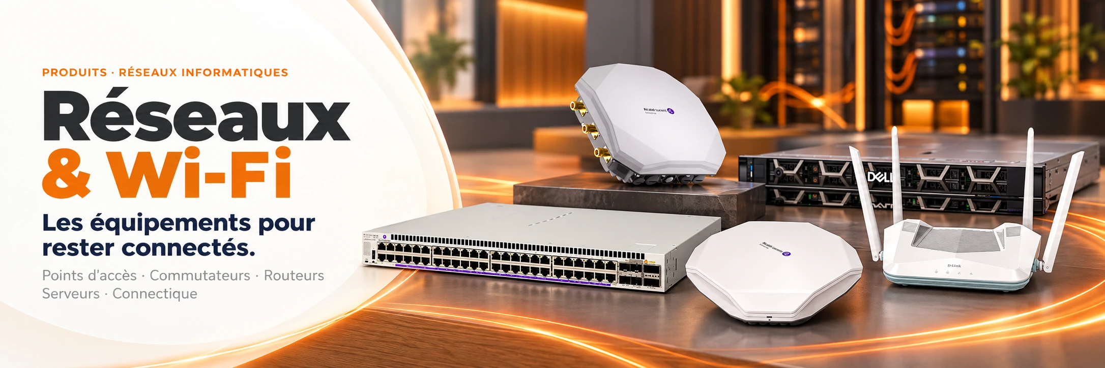 Composition des points d’accès Wi-Fi, commutateur, routeur et serveur du catalogue