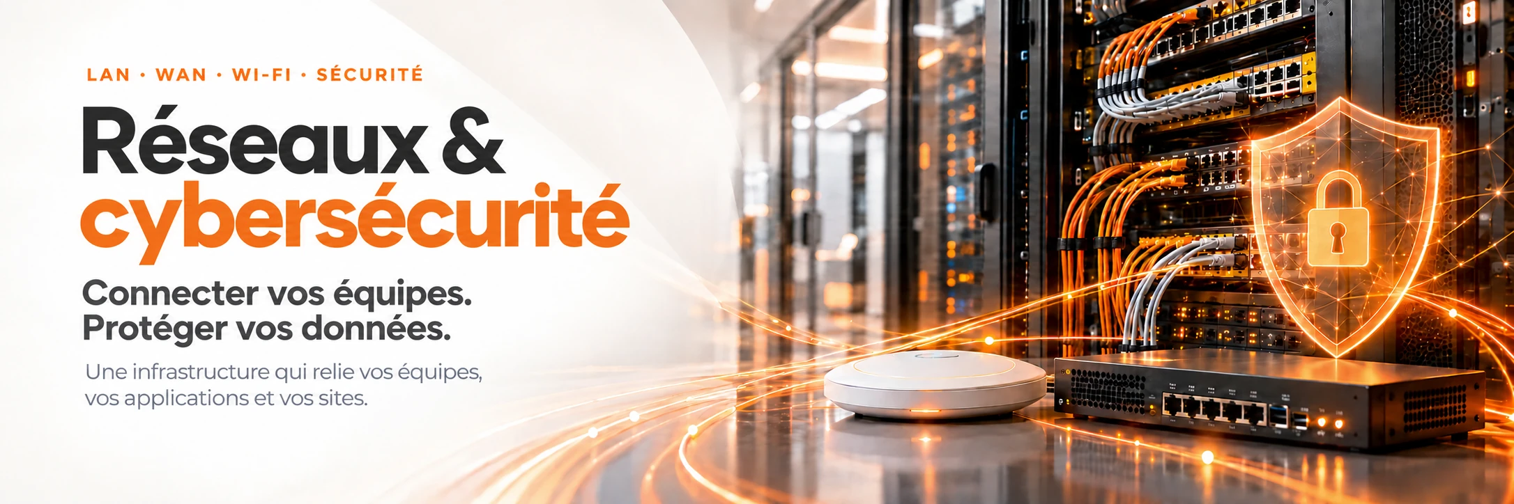 Illustration d’une infrastructure réseau, de Wi-Fi et de protection des connexions
