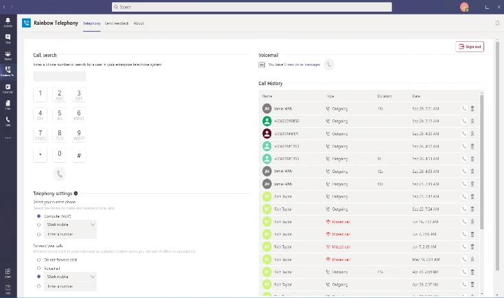 Rainbow PowerApp pour Microsoft Teams